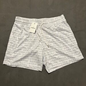Squidhaus Shorts‎ AOP White Gray Mens Size 2XL Workout Pull On Mesh